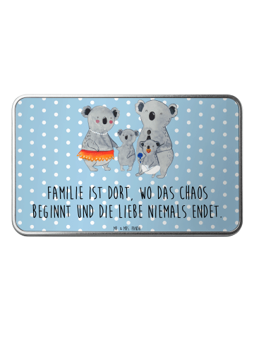 Mr. & Mrs. Panda Metalldose Koala Familie mit Spruch in Blau Pastell