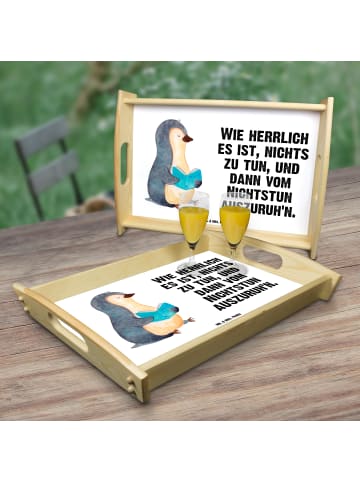Mr. & Mrs. Panda Dekotablett Pinguin Buch mit Spruch in Weiß