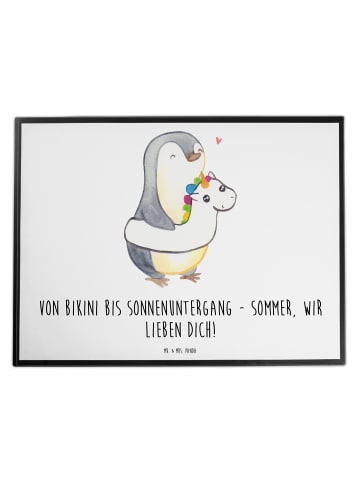 Mr. & Mrs. Panda Schreibtischmatte Sommer Meer Strand mit Spruch in Weiß