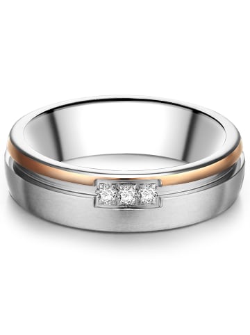 Trilani Ring aus Edelstahl mit Zirkonia in silber