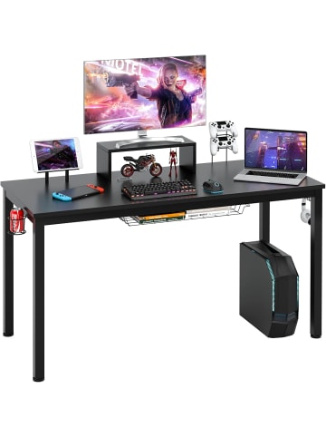 COSTWAY 140cm Schreibtisch Computertisch in Schwarz