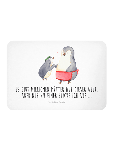 Mr. & Mrs. Panda Kühlschrankmagnet Pinguin mit Kind mit Spruch in Weiß