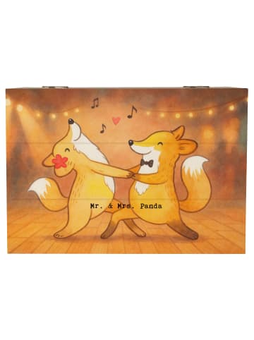 Mr. & Mrs. Panda Holzkiste Füchse Salsa tanzen Design ohne Spruch in Weiß