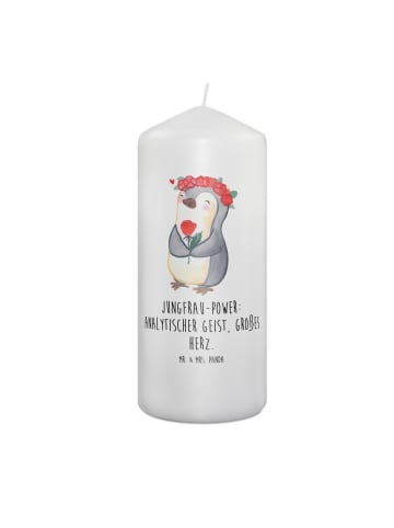 Mr. & Mrs. Panda Kerze Jungfrau Astrologie mit Spruch in Weiß