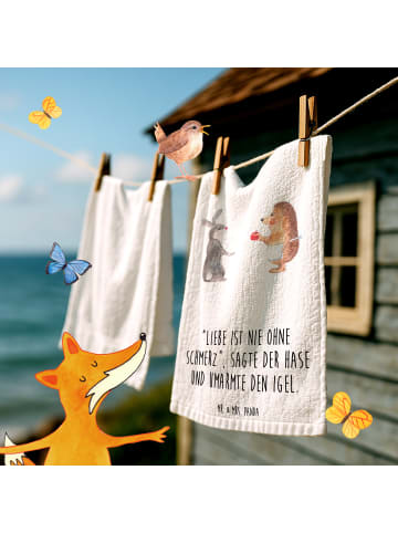 Mr. & Mrs. Panda Gästehandtücher Hase Igel mit Spruch in Weiß
