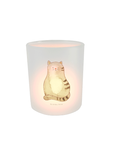 Mr. & Mrs. Panda Windlicht Katze Sitzen ohne Spruch in Transparent