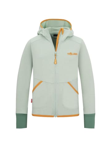 Trollkids Fleece-Jacke "Saltfjord" in Salbeigrün/Saharagelb