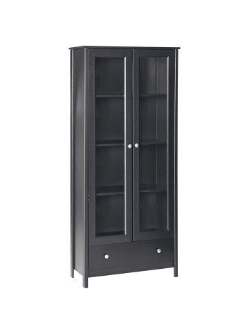 Beliani Vitrine NORNALUP in Schwarz - (W) 80 x (H) 180 x (L) 35 cm