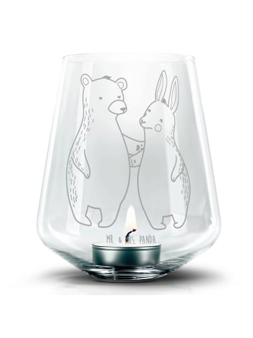 Mr. & Mrs. Panda Windlicht Bär und Hase Umarmen ohne Spruch in Transparent
