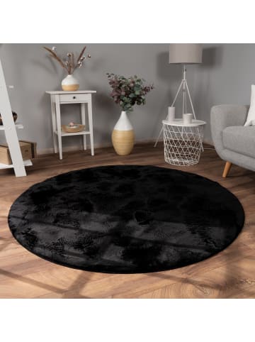 KADIMA DESIGN Teppich Kurzflor waschbar Einfarbig Wohnzimmer in Schwarz