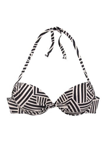 LASCANA Push-Up-Bikini-Top in schwarz-creme