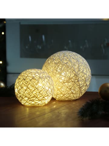 MARELIDA LED Dekokugel Papierkugel mit Glitzer D: 20cm in weiß