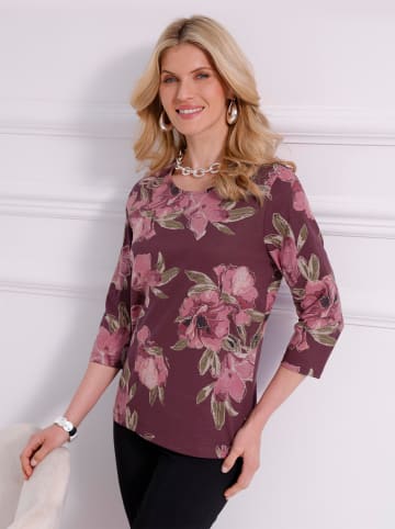 Sieh an! 3/4-Arm-Shirt in burgund-mauve-bedruckt