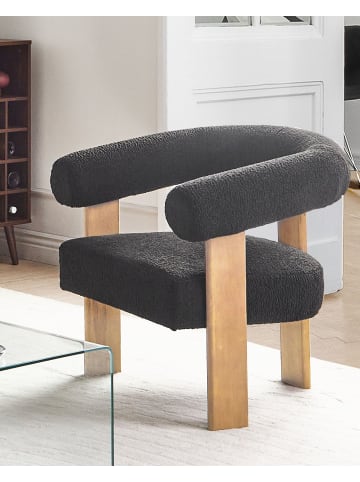 Beliani Sessel ILBRO in Schwarz/Braun - (W) 77 x (H) 76 x (L) 68 cm