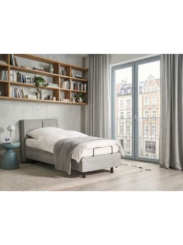 Beliani Einzelbett VICEROY in Grau/Schwarz - (W) 90 x (H) 120 x (L) 216 cm