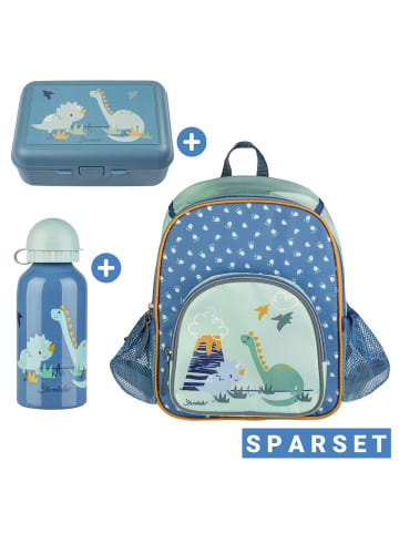 Sterntaler 3er Set Rucksack, Brotdose & Trinkflasch in blau,gruen,motiv