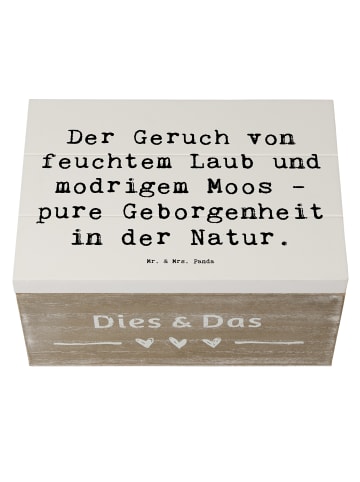 Mr. & Mrs. Panda Truhe Spruch Geborgenheit in der Natur mit Spruch in Weiß