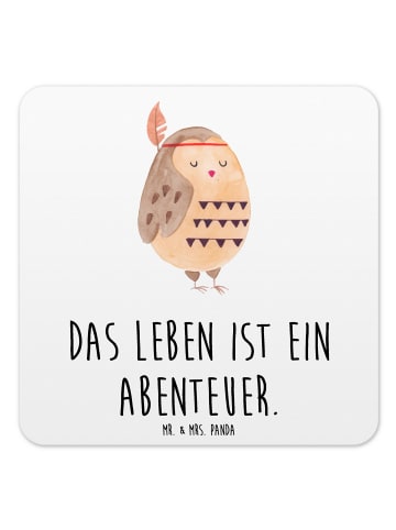 Mr. & Mrs. Panda Tischuntersetzer Eule Federschmuck mit Spruch in Weiß