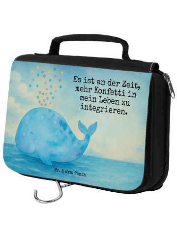 Mr. & Mrs. Panda Kulturtasche Wal Konfetti Design mit Spruch in Weiß