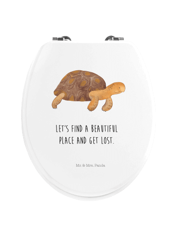 Mr. & Mrs. Panda Toilettendeckel Schildkröte MHerzieren mit Spruch in Weiß