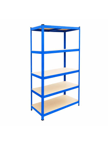 relaxdays Schwerlastregal in Blau/ Braun - (B)100 x (H)180 x (T)30 cm