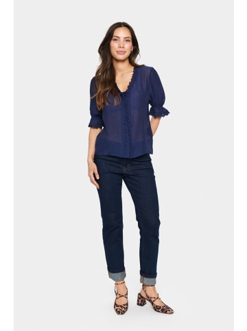 SAINT TROPEZ Kurzarm-Bluse KristelSZ Gerade Passform in Ombre Blue