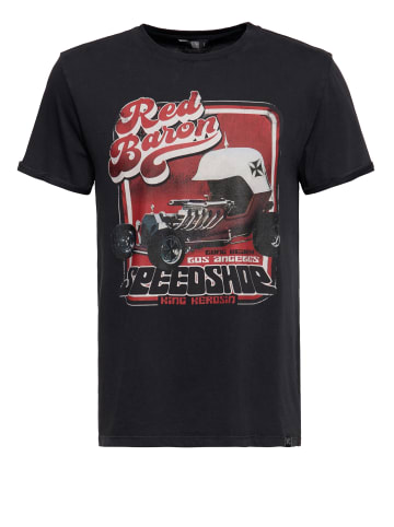 King Kerosin King Kerosin Acidwash T-Shirt Red Baron Long Beach in schwarz