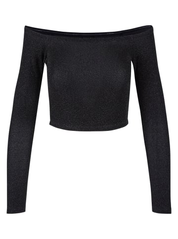 Urban Classics Urban Classics Damen Ladies Off Shoulder Glitter Longsleeve in black
