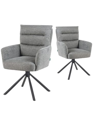 DUBI Möbel 2er-Set: Drehstuhl Mika-Jana in Grau - (B)59 x (H)94 x  (T)66 cm
