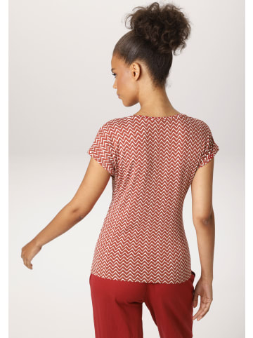 Aniston CASUAL T-Shirt in dunkelrot-weiß
