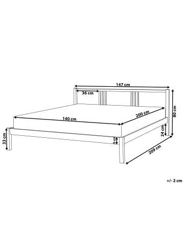 Beliani Doppelbett VANNES in Weiß - (W) 147 x (H) 80 x (L) 209 cm