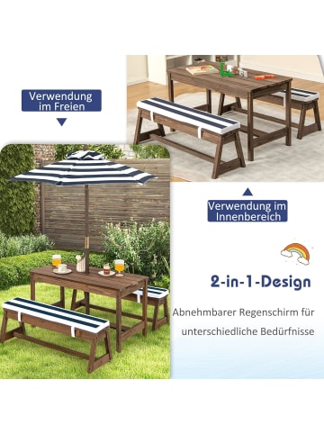 COSTWAY Kindersitzgarnitur mit Sonnenschirm ab 3 Jahren in Blau