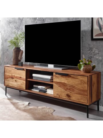 KADIMA DESIGN TV-Kommode für 60 Zoll Fernseher, Sheesham Massivholz, offene Fächer