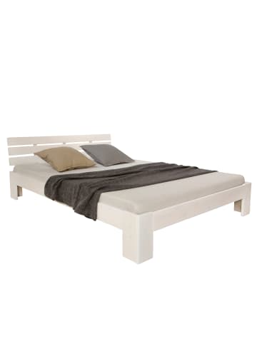 Homestyle4u Holzbett 120x200 mit Lattenrost in Weiß