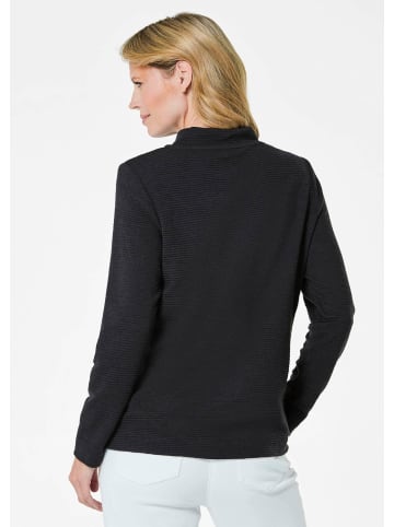 GOLDNER Kurzgröße:  Sweatshirt Langarm Viskose-Pullover, Stehbund in schwarz