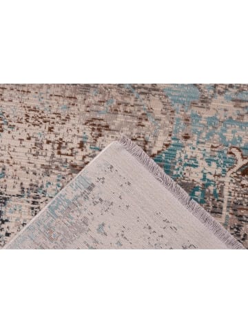 Kayoom Kurzflor Teppich Anouk 325 in taupe - türkis - rechteckig