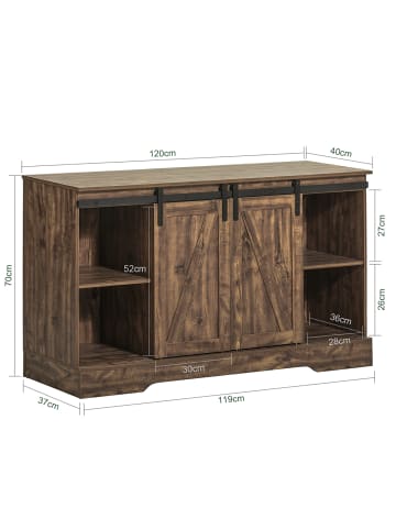 SoBuy Schuhschrank in Dunkle Rustikale Eiche - (W) 40 x (H) 70 x (L) 120 cm