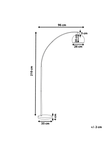 Beliani Stehleuchte PAROO in Silber - (W) 35 x (H) 210 x (L) 96 cm