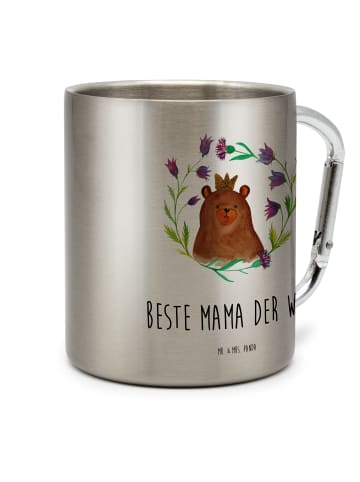 Mr. & Mrs. Panda Edelstahl-Thermobecher Bär Königin mit Spruch in Silber