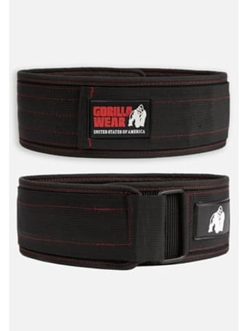 Gorilla Gewichthebergürtel - Nylon 4 Zoll - Schwarz/Rot Genäht