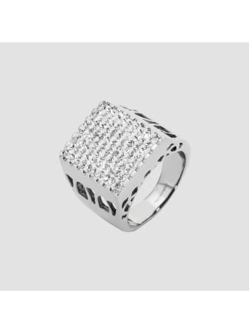 Adeliás Herren Ring aus Edelstahl mit Strass in silber