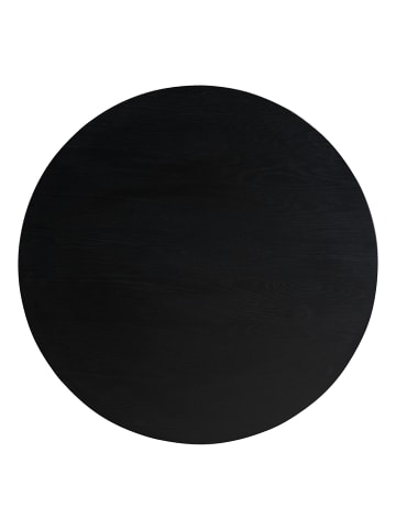 home24 home24 Esstisch aus furniertem MDF & Säule aus massiver Eiche in Eiche, Ø 90 cm in Eiche Schwarz