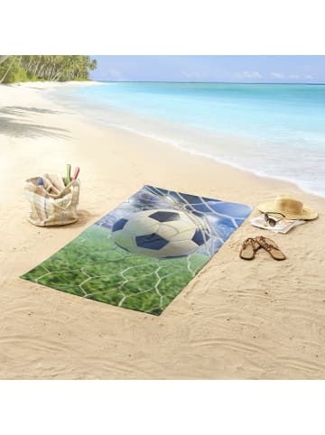 Good Morning Velours-Frottier Strandtuch in grün-bunt