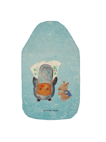 Mr. & Mrs. Panda Wärmflasche Pinguin & Maus Wanderer ohne Spruch in Eisblau