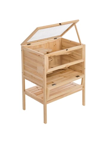 tectake Hamsterkäfig aus Holz 60x40x80cm