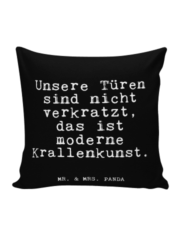 Mr. & Mrs. Panda Kuschel Kissen Unsere Türen sind nicht... mit S... in Schwarz