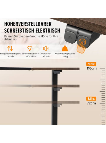 COSTWAY Ergonomischer Steh-Sitz Tisch in Braun