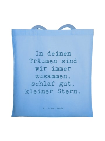 Mr. & Mrs. Panda Baumwolltasche Spruch Alleine schlafen lernen m... in Sky Blue