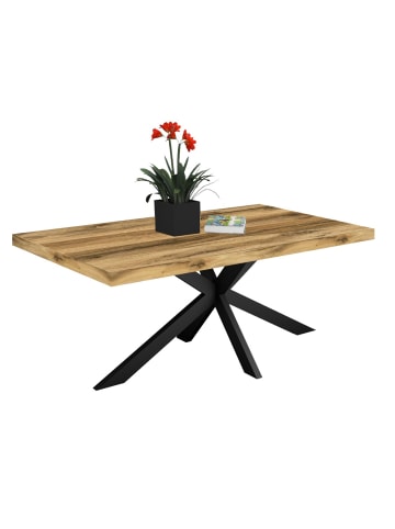 58 aufm Kessel ESSTISCH Elgin 2 175-275x80x100 Holzwerkstoff Schwarz/Plankeneiche