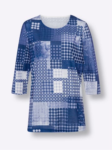 Sieh an! 3/4-Arm-Shirt in taubenblau-marine-bedruckt